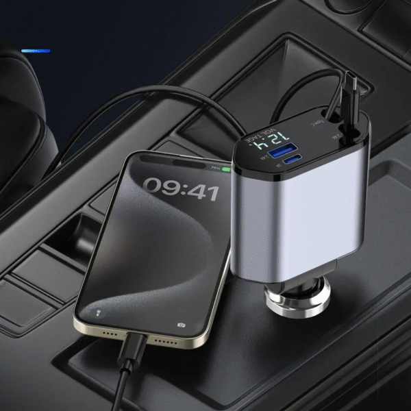 4 in 1 120W Fast Car Phone Charger Retractable Type-C Car Charger USB Car Charger for Iphone Android Galaxy Pixel TCL - Image 5